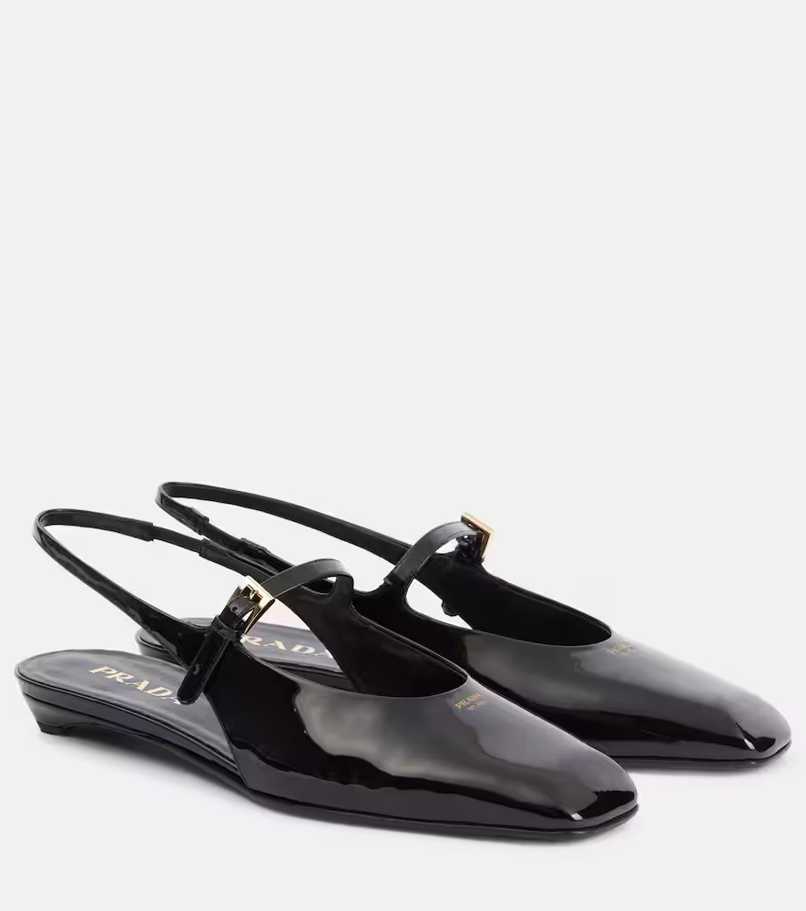 Prada Patent leather slingback flats | Mytheresa (US/CA)