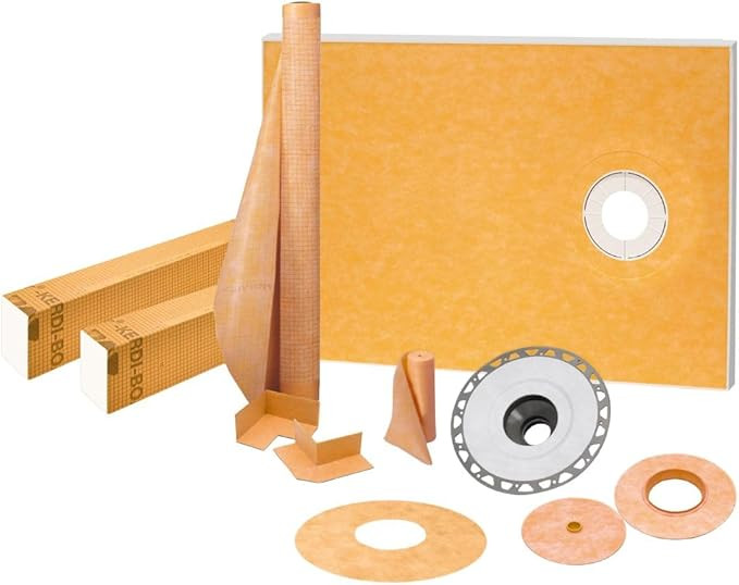 Schluter Kerdi Shower Kit with Shower Tray, Curb, Waterproofing Membrane, Strips and Seals - Comp... | Amazon (US)