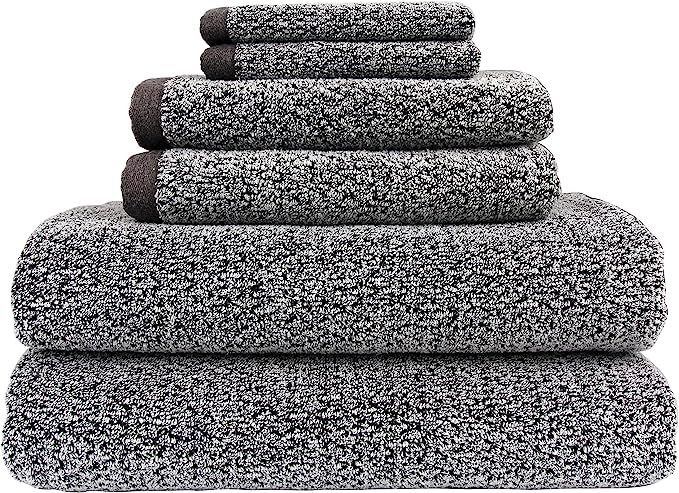 Everplush Diamond Jacquard 6 Piece Bath Towel Set, Grey | Amazon (US)