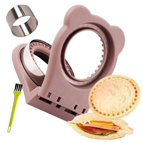 Uncrustables Sandwich Maker Sealer Cutter, Crustless Sandwich Cutter, PB&J Uncrustable Maker - Color Brown, Round Shape | Amazon (US)