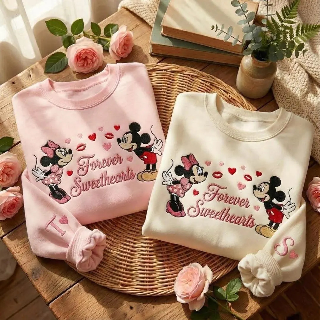 Embroidered Mickey and Minnie Couple Sweatshirt, Forever Sweethearts Shirt, Disney Couple Shirts,... | Etsy (US)