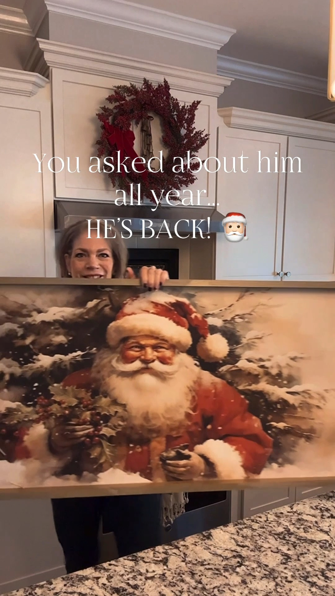 This beautiful Santa canvas is called Holly Jolly Spirit. The size is 22” x 46” with a gold frame. I have a 15% off discount code: FARMHOUSECHIC15
I absolutely adore him♥️

Santa canvas, faux fur pillow covers, pillow inserts, duvet cover, duvet insert, chunky knit blanket, Christmas tree pillow covers, upholstered sleigh bed, berry wreath, stools

#LTKHome #LTKSeasonal #LTKstorytime