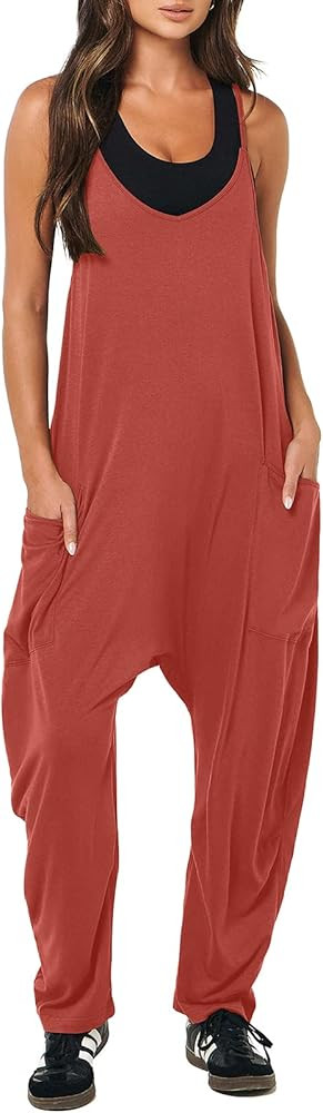 ANRABESS Women's Casual Loose Sleeveless Jumpsuits Adjustbale Spaghetti Strap V Neck Harem Long P... | Amazon (US)