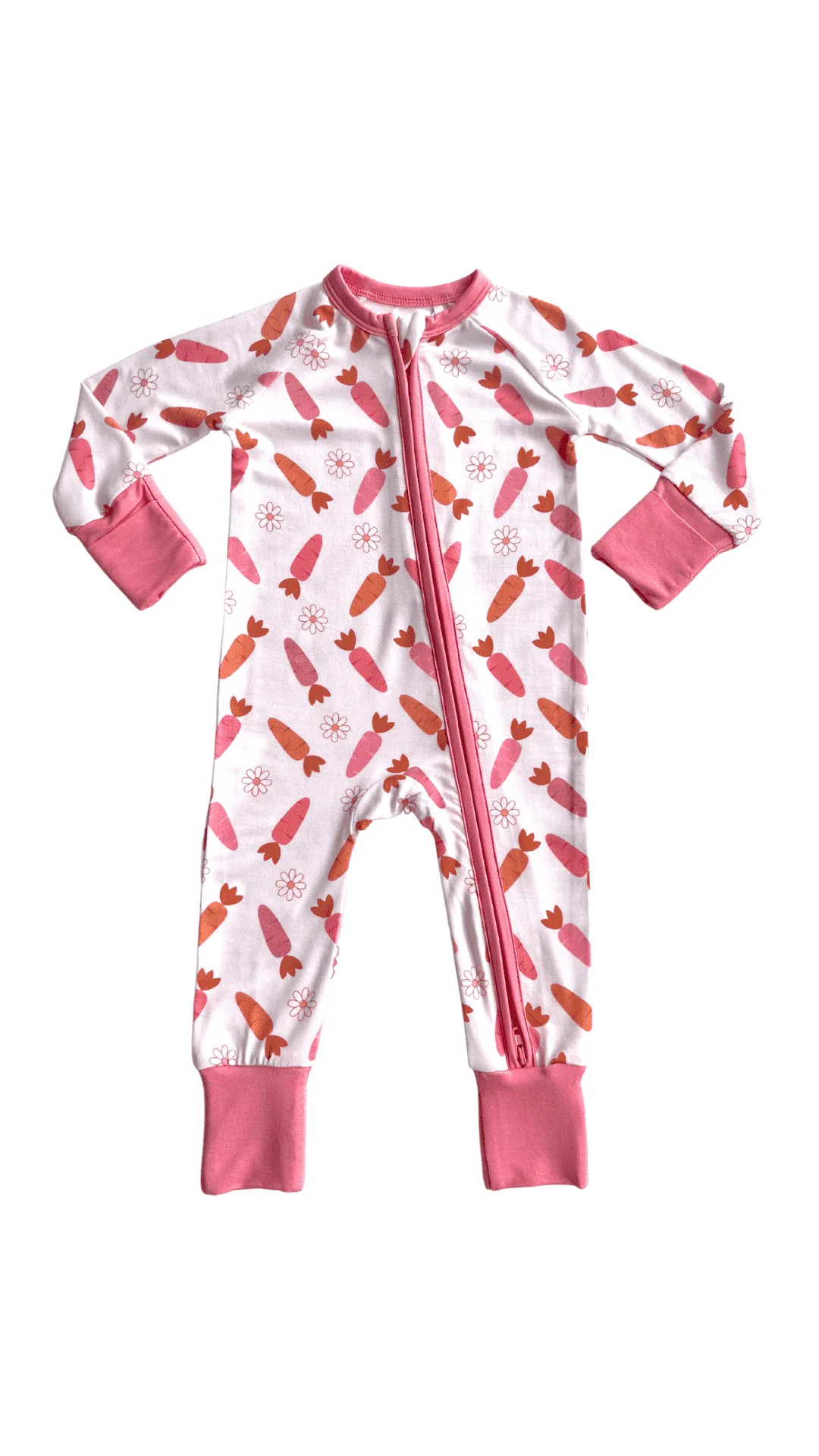 Pink Carrot Zipper Romper | In My Jammers