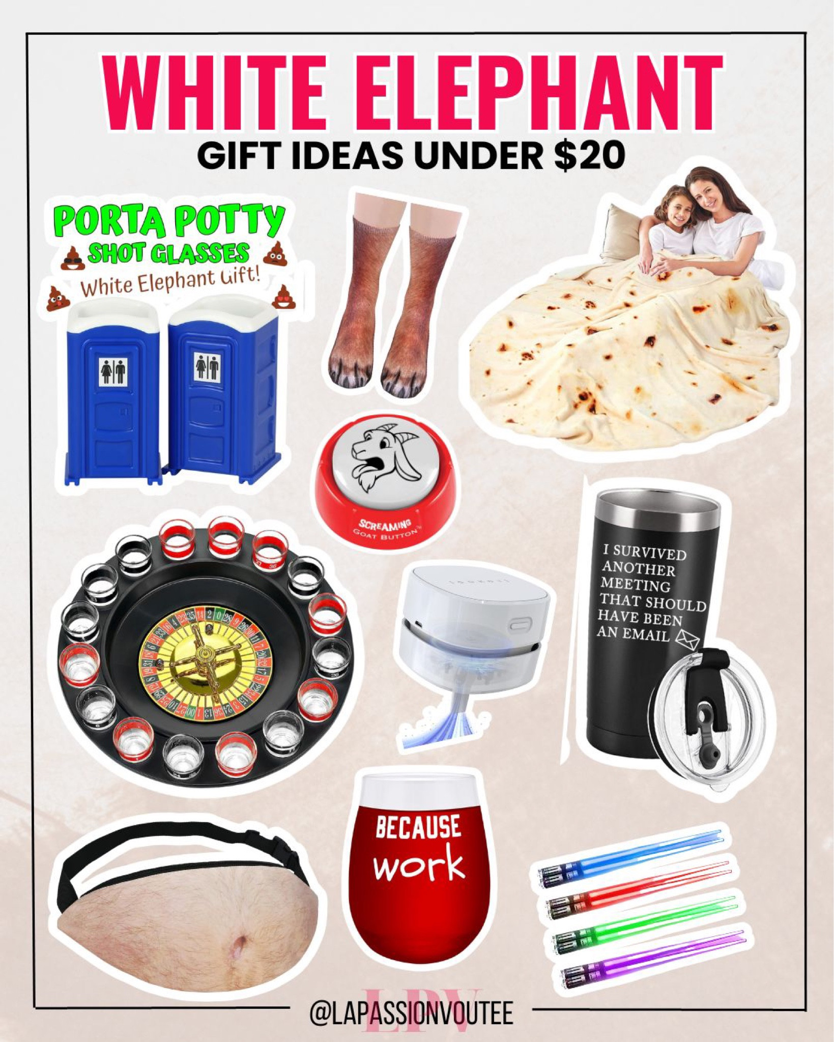 20 Under $20 White Elephant Gift Ideas from ! Some great gag