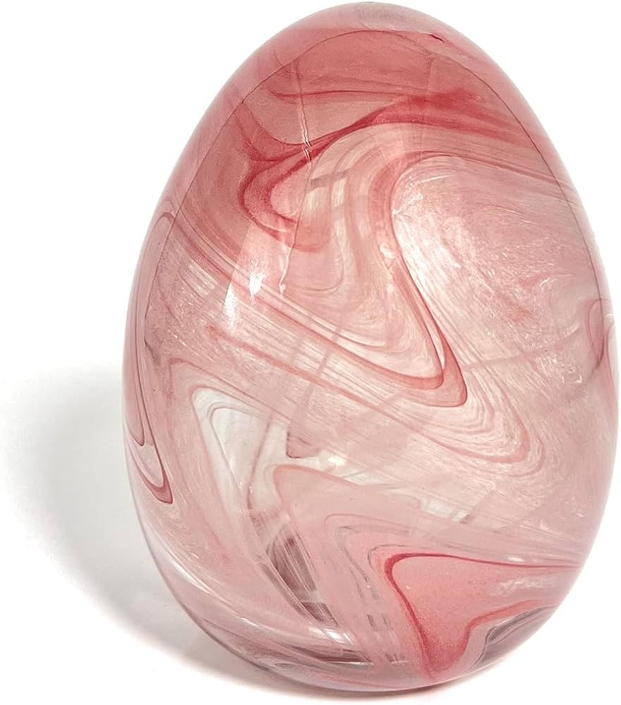 Glass Easter Egg Figurine - Pink Crystal Glass Egg Sculpture for Easter Gift, Basket Decoration... | Amazon (US)