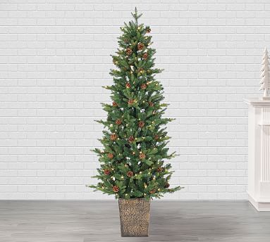 Pre-Lit Faux Potted Natural Cut Georgia Pine Tree | Pottery Barn (US)