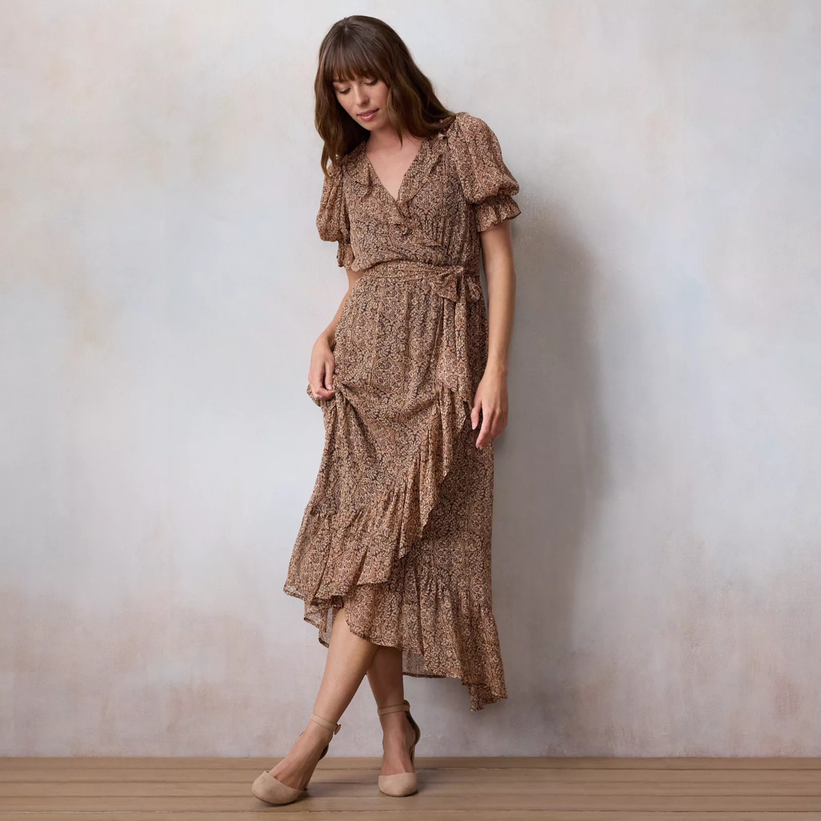 Women's LC Lauren Conrad Ruffled Wrap Floral Maxi Dress | Kohl's