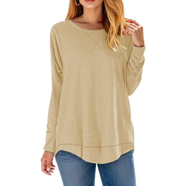 Fantaslook Womens Fall Tops Long Sleeve Shirts Casual Tunic Top Basic T Shirts Tees | Walmart (US)