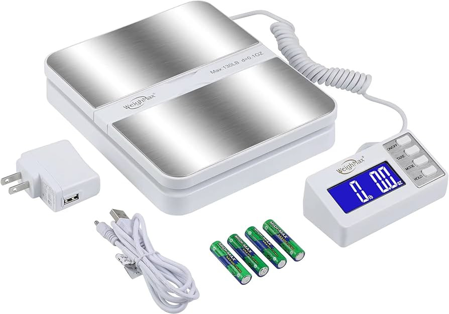 Weighmax 130Lb x0.1OZ Extended Display Digital Shipping Postal Scale, White | Amazon (US)
