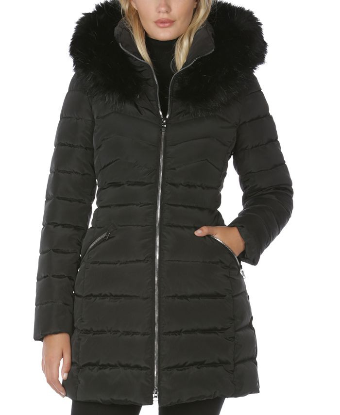 Laundry by Shelli Segal Faux-Fur-Trim Hooded Puffer Coat & Reviews - Coats & Jackets - Women - Ma... | Macys (US)