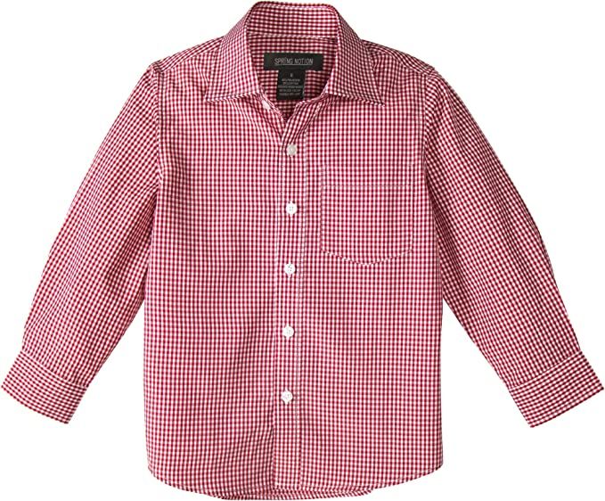 Spring Notion Baby Boys' Long Sleeve Gingham Shirt | Amazon (US)