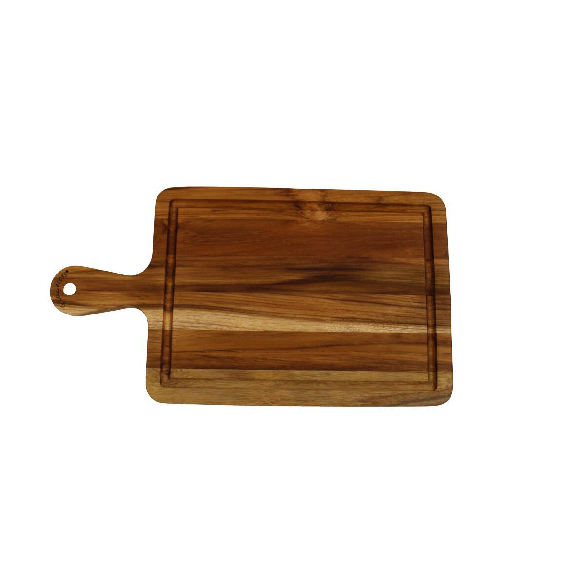 EcoDecors - 15.5""x8.5"" Teak Edge Grain Cutting Board with Handle - Natural Edge Grain Teak | Best Buy U.S.