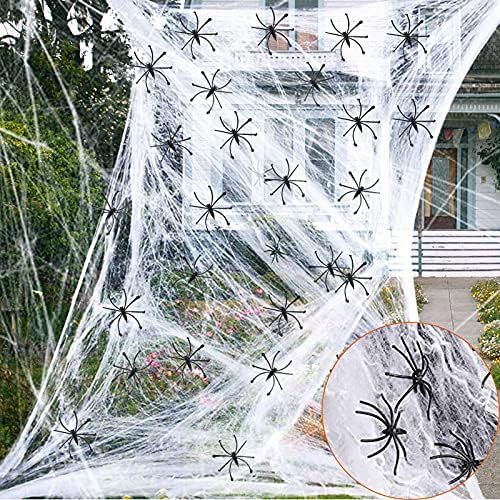 1000 Sqft Halloween Spider Web Decorations With 100 Fake Spiders Spooky Spider Webbing Halloween ... | Amazon (US)