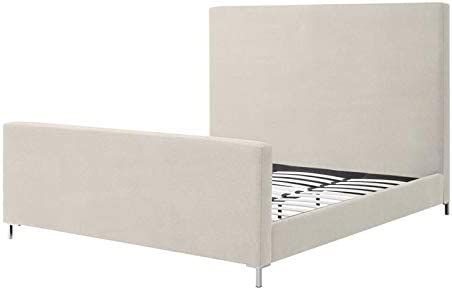 Posh Living Alex Linen Fabric Upholstered Platform Queen Bed Frame in Beige | Amazon (US)