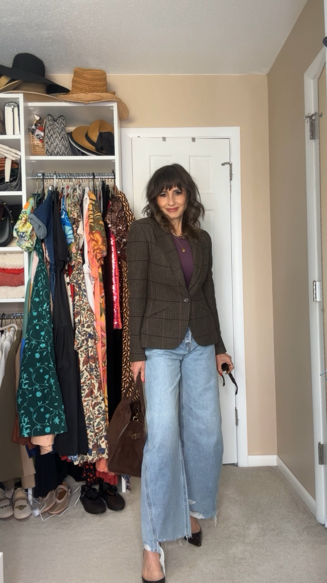 Fall colors! 

This blazer is an old print from Ralph Lauren, but I found the same blazer in a similar print. It fits small.

Bodysuit fits true to size. The jeans fit large. I sized down to a 23. I also linked a similar style from Amazon that is more on a budget.

Manolo sling backs fit small. I sized up half a size.

This amazon suede tote is amazing! 

#LTKFindsUnder50 #LTKStyleTip #LTKOver40