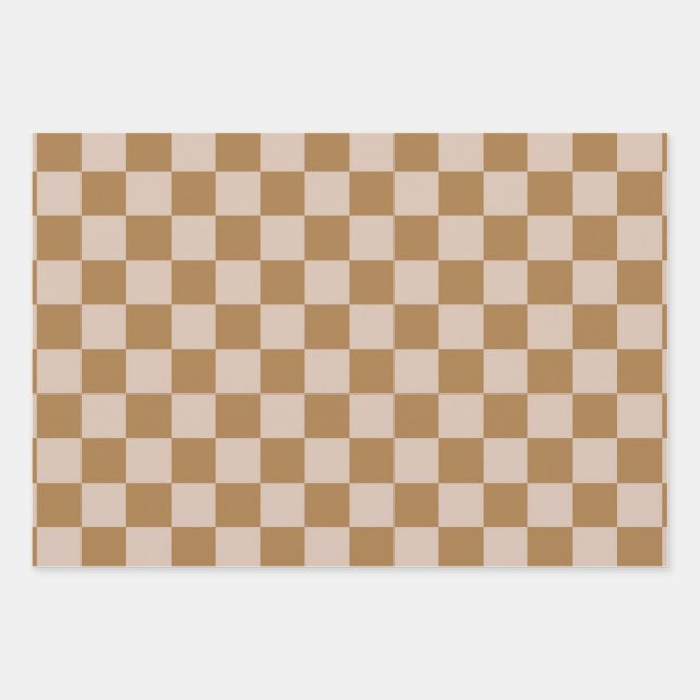 Brown Checkerboard Wrapping Paper Sheets | Zazzle