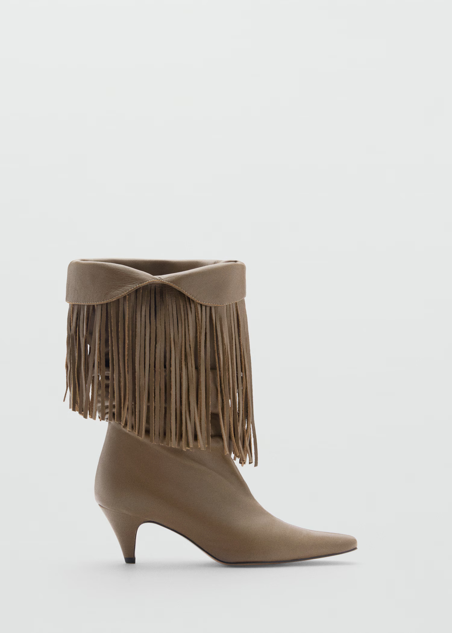 Bottines cuir talon franges - Femme | MANGO France métropolitaine | Mango EU