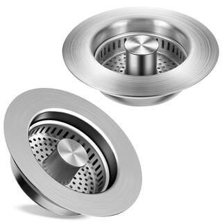 2-Pack 1.46 in. H x 4.45 in. W x 4.45 in. D Stainless Steel Pop Up Sink Stopper, Anti-Clogging Sink Drain Strainer | The Home Depot