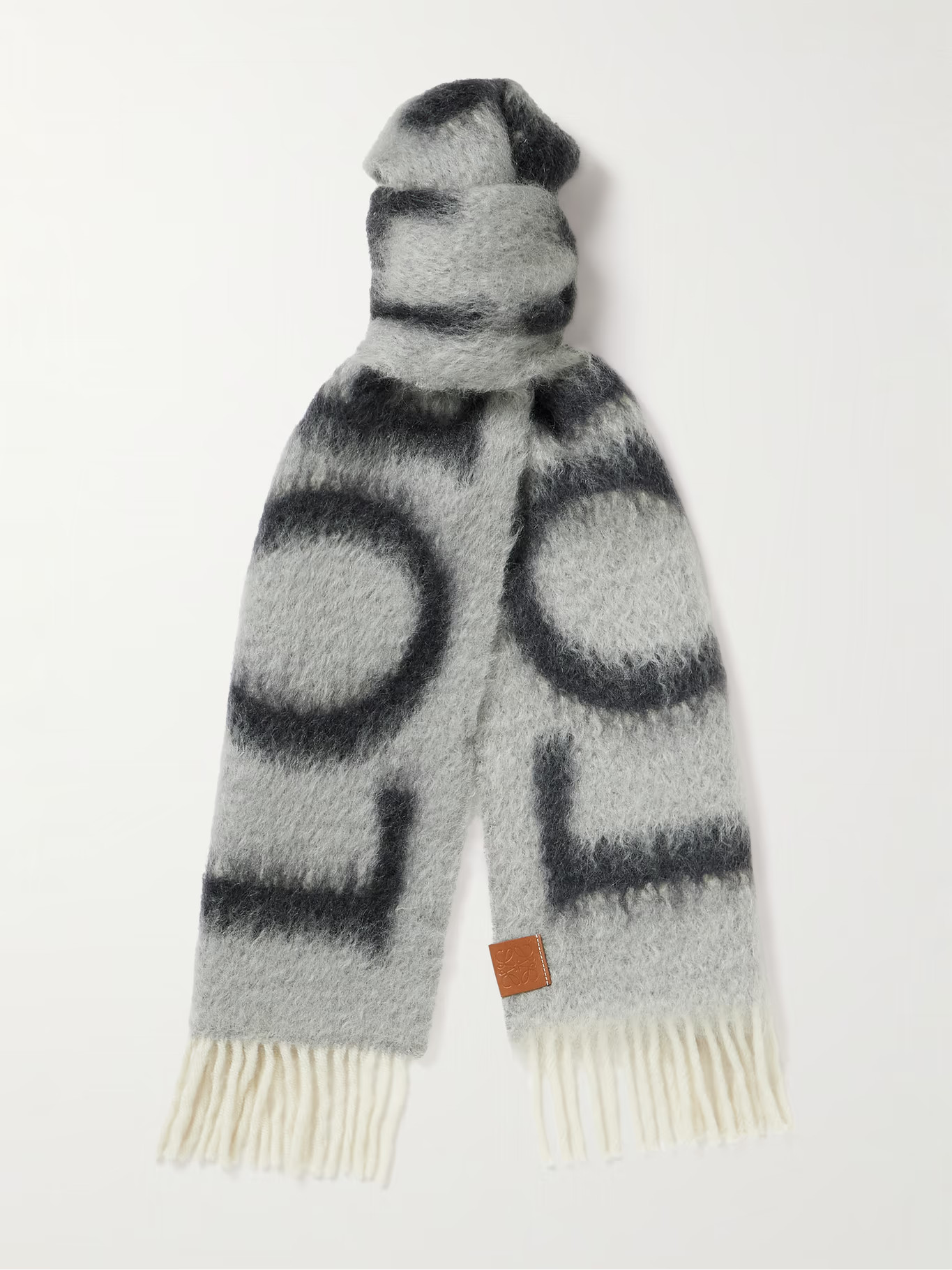 Fringed Leather-Trimmed Jacquard-Knit Scarf | Mr Porter (EMEA)