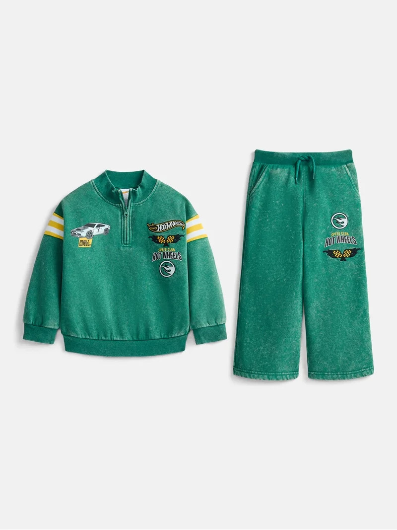Hot Wheels Toddler Boys Quarter Zip Pullover and Pants Set, 2-Piece, Sizes 12M-5T | Walmart (US)