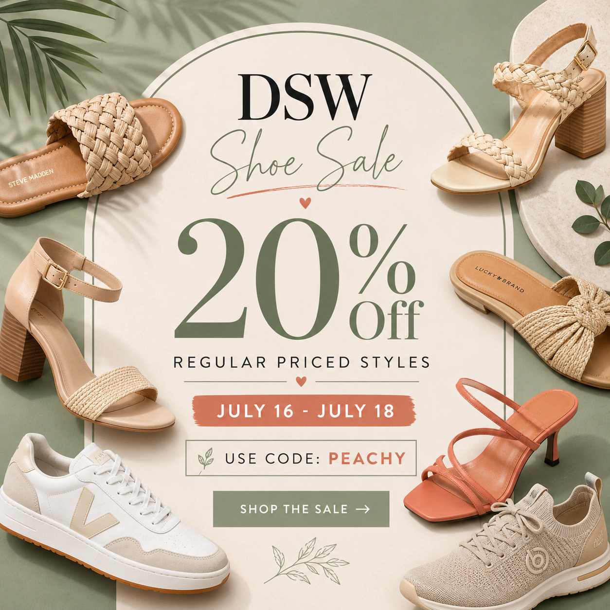 Your new favorite shoes are waiting—and they’re 20% off. 🤍

Use code PEACHY at DSW to save on regular-priced styles through July 18.

I’m shopping summer sandals, comfortable sneakers, and polished styles that can take you from workdays to weekends.

Tap to shop before the best styles and sizes are gone! 

 #LTKootd #LTKMidsize #LTKPlusSize