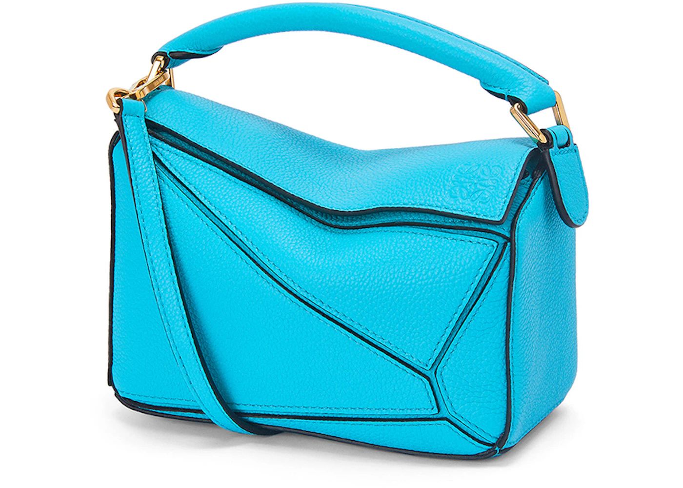 LOEWE Mini Puzzle Bag in Soft Grained CalfskinCyan | StockX