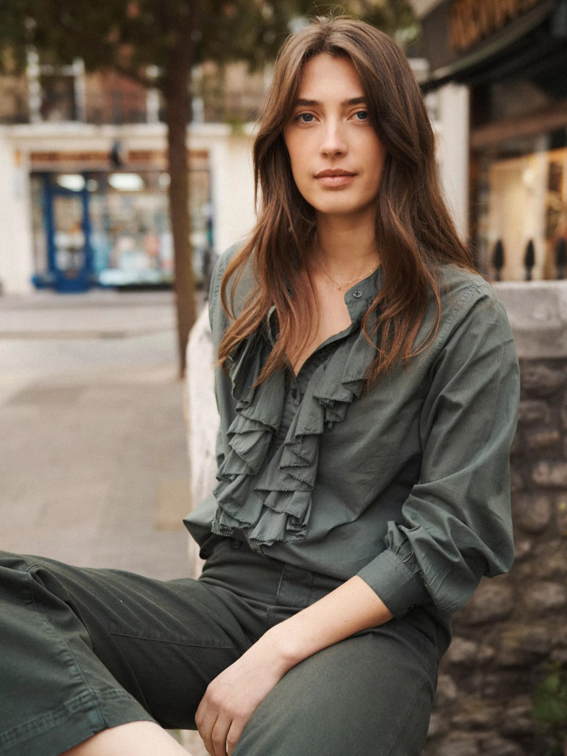 NRBY Suzie Frill Shirt, Khaki | John Lewis (UK)