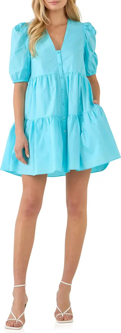 English Factory Puff Sleeve Tiered Minidress | Nordstrom | Nordstrom