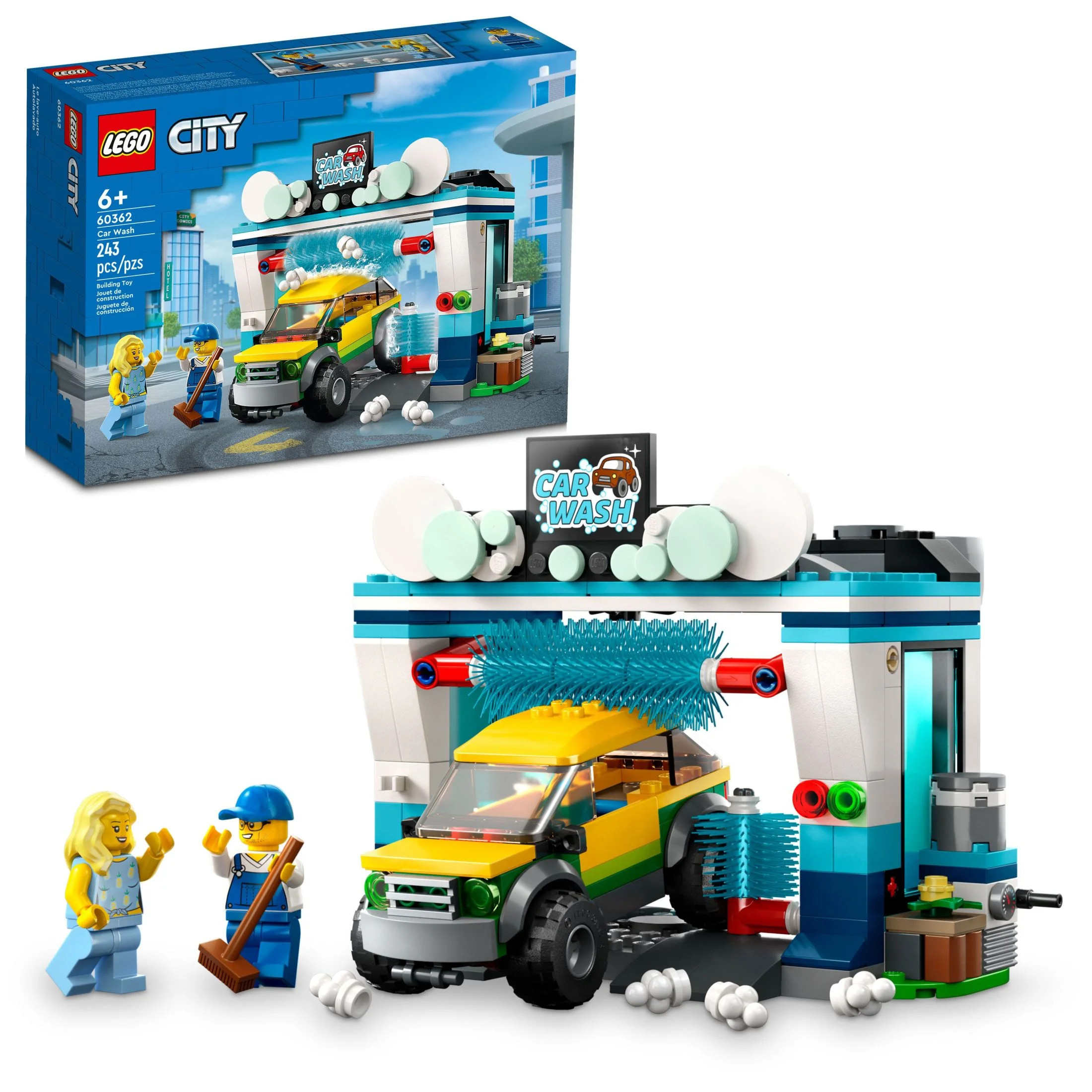 LEGO City Car Wash 60362 Building Toy Set, Fun Gift Idea for Kids ages 6+, Features Spinnable Was... | Walmart (US)