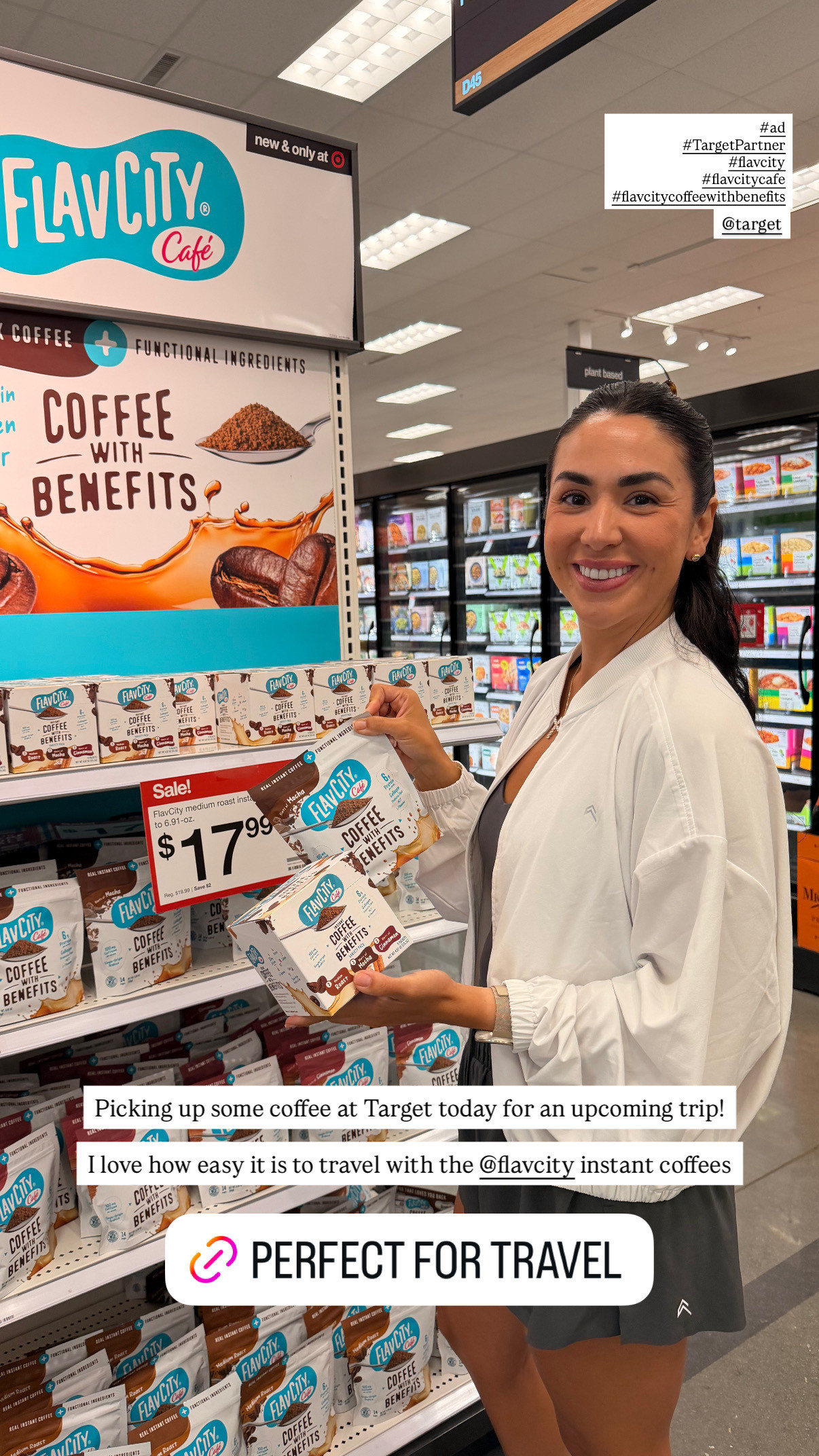 #AD One of my favorite vacation packing hacks lately ☕️✈️
I always pack a few of these @flavcity Coffee with Benefits single-serve packets so I don't have to rely on whatever coffee the hotel has (or wait in a long coffee line first thing in the morning 😅).
They actually taste like real coffee because they're made with 100% premium Arabica coffee, but each cup also has 6g of protein from collagen, prebiotic fiber, plus MCT oil powder and L-Theanine. I grabbed the variety pack so I could try all three flavors, and the individual packets make them so easy to toss in my carry-on.
Find them at @target (or on Target.com) if you're packing for a trip soon. 🤍
#TargetPartner #flavcity #flavcitycafe #flavcitycoffeewithbenefits 

@shop.ltk #liketkit
 

 #LTKmomlife #LTKmorningroutine #LTKselfcare