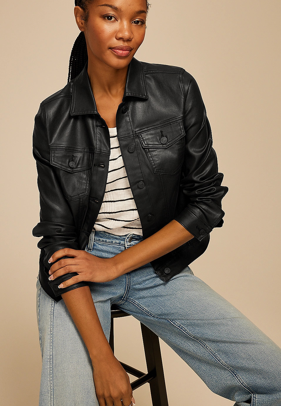 Black Coated Jacket | Maurices