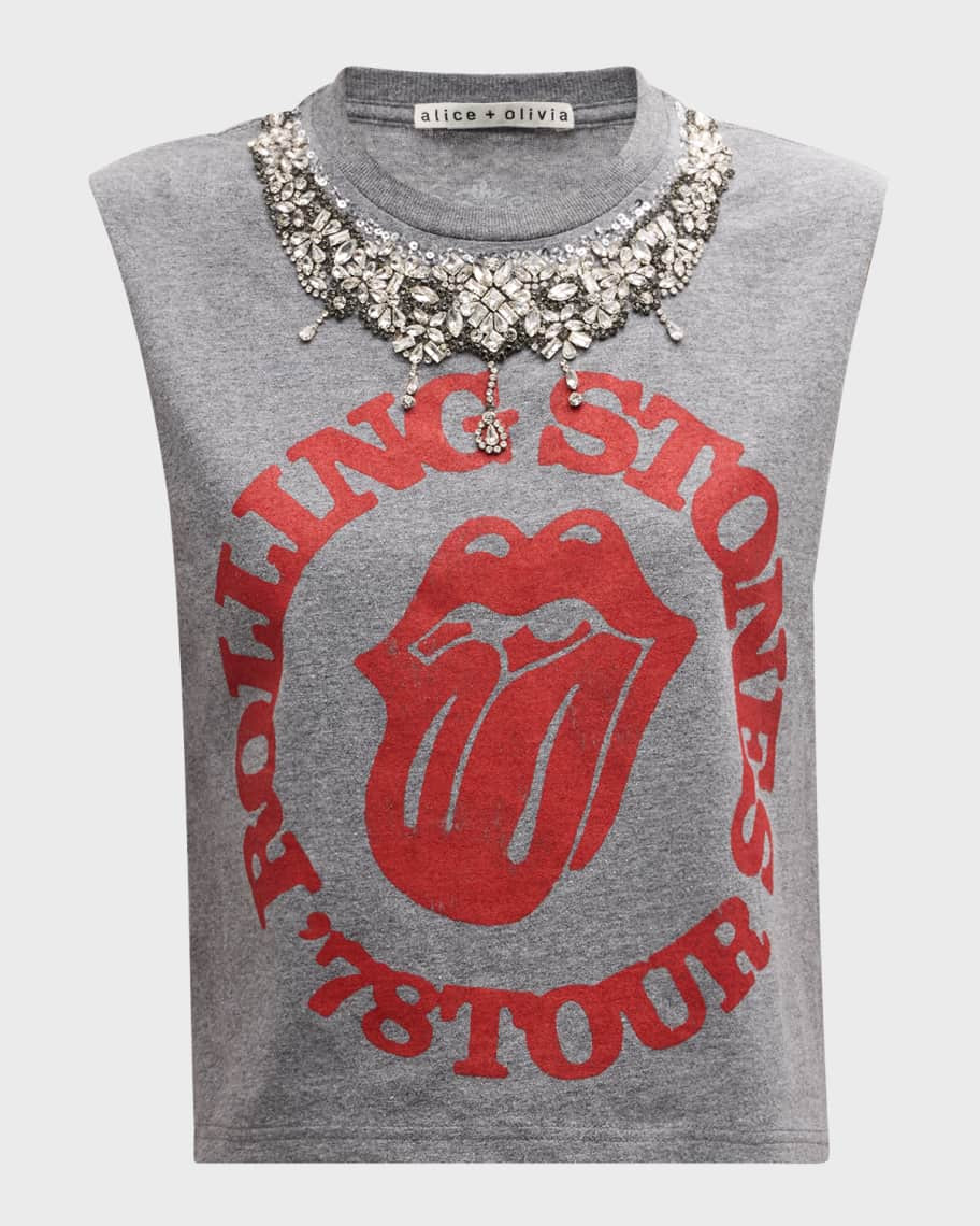 Alice + Olivia Micah Embellished Muscle Tank | Neiman Marcus