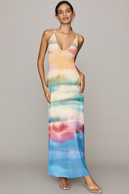 AFRM Romy Scoop-Neck Mesh Midi Dress | Anthropologie (US)