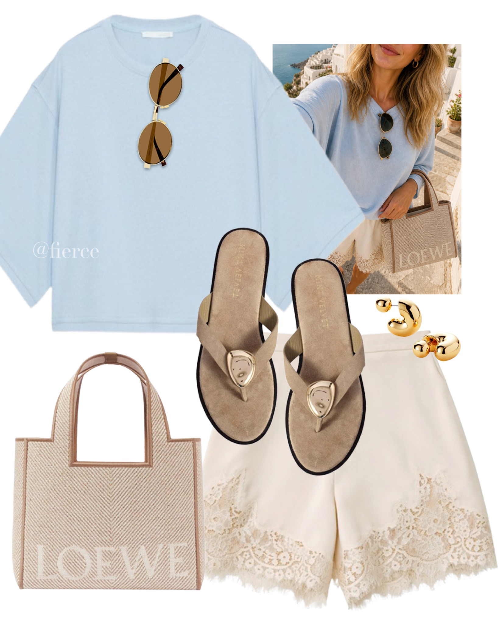 Blue oversized cropped tshirt taupe beige sandals Loewe canvas tote bag casual weekend vacation outfit  

#LTKtravel #LTKuk #LTKsummer