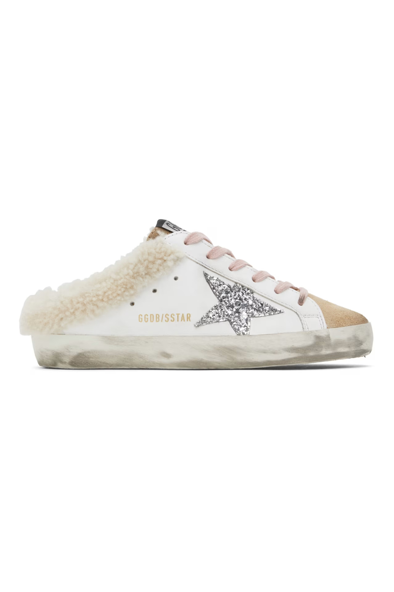 SSENSE Exclusive White & Beige Shearling Super-Star Sabot Sneakers | SSENSE