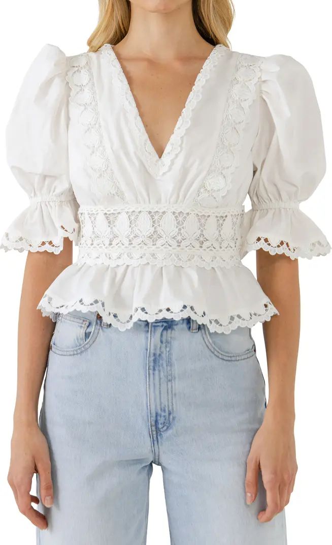 Endless Rose Eyelet Lace Puff Sleeve Top | Nordstrom | Nordstrom