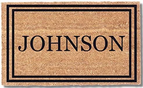 Coco Mats 'N More Black Double Bordered Personalized Coco Doormat 22" x 36" with Vinyl Backing | ... | Amazon (US)