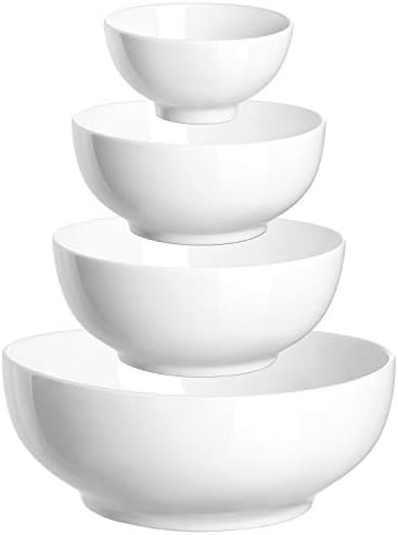Amazon.com: DOWAN Serving Bowl Ceramic, White Mixing Nesting Bowl, 86/36/24/8.5 Ounces Salad Bowl... | Amazon (US)