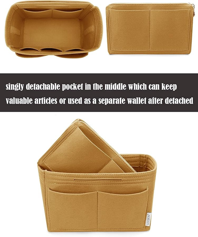 LEXSION Felt Purse Bag Organizer Insert with zipper Bag Tote Shaper Fit Speedy Neverful PM MM | Amazon (US)