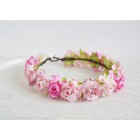 Pink Rose Flower Crown, bridal hair crown, pink floral crown, flowergirl garland, bridesmaid flower crown, pink bridal crown  CHARLOTTE | Etsy (UK)