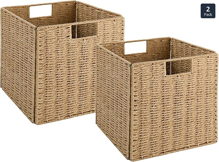 Vagusicc Wicker Storage Basket, Set of 2 Hand-Woven Wicker Basket, 11 inch Storage Baskets for Or... | Amazon (US)