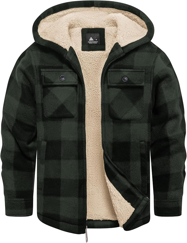 Boys Fleece Jacket with Hood Unisex Child Sherpa Lined Zip Up Warm Coat Hooded Sweatshirt Outerwe... | Amazon (US)