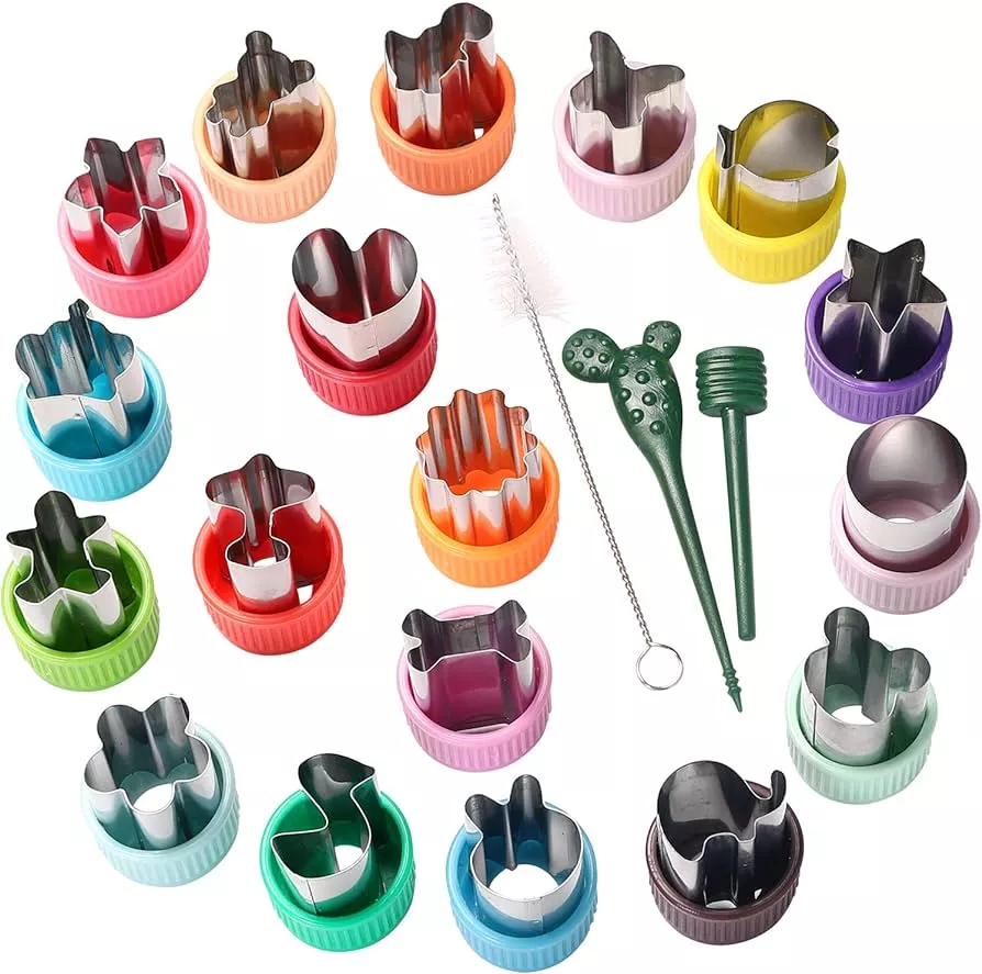 NEW LIVE 35 Pack Cookie Cutters Vegetable Fruit Cutter Shapes Stamps Mold  Mini Cookie Cutters