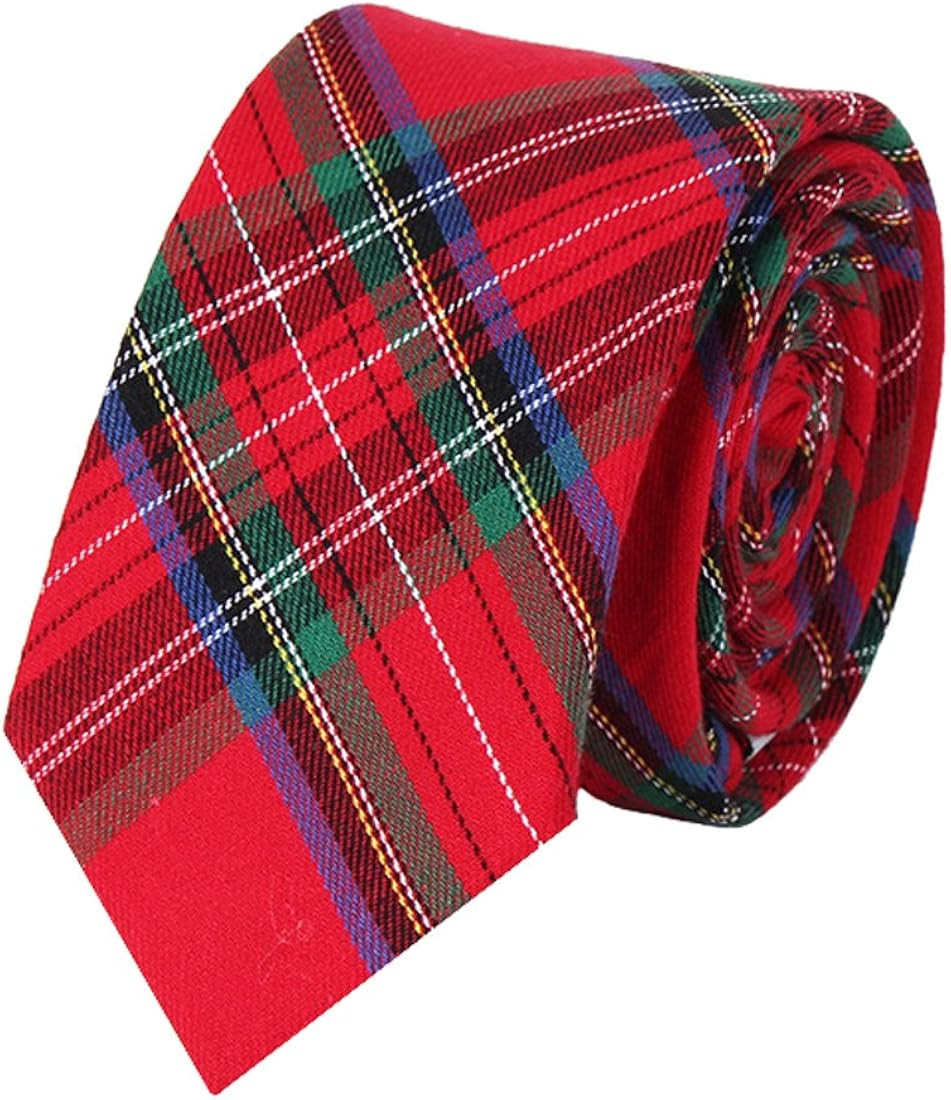LEVAO Men's Cotton Plaid Tie Skinny Necktie | Amazon (CA)