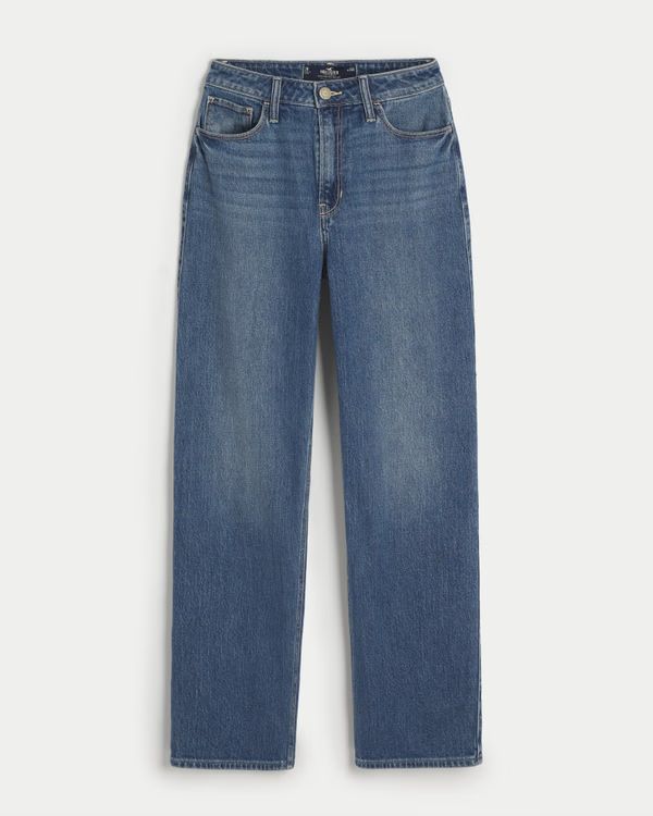 Women's Ultra High-Rise Medium Wash Dad Jeans | Women's Bottoms | HollisterCo.com | Hollister (US)