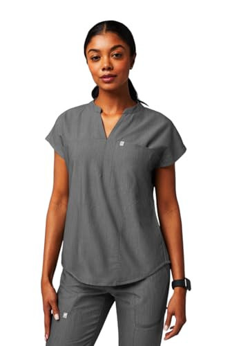 Fabletics Women's Evolve 3-Pocket Scrub Top with an Oversized Fit - MotionTech, 4-Way Stretch, Wrinkle-Resist, Anti-Shrink, M, Heather Grey | Amazon (US)