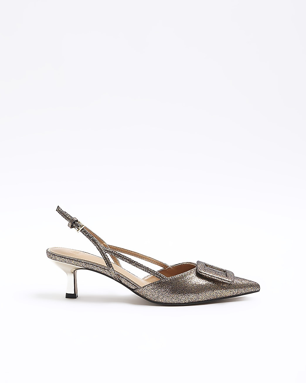 Bronze buckle sling back court shoes | River Island (UK & IE)