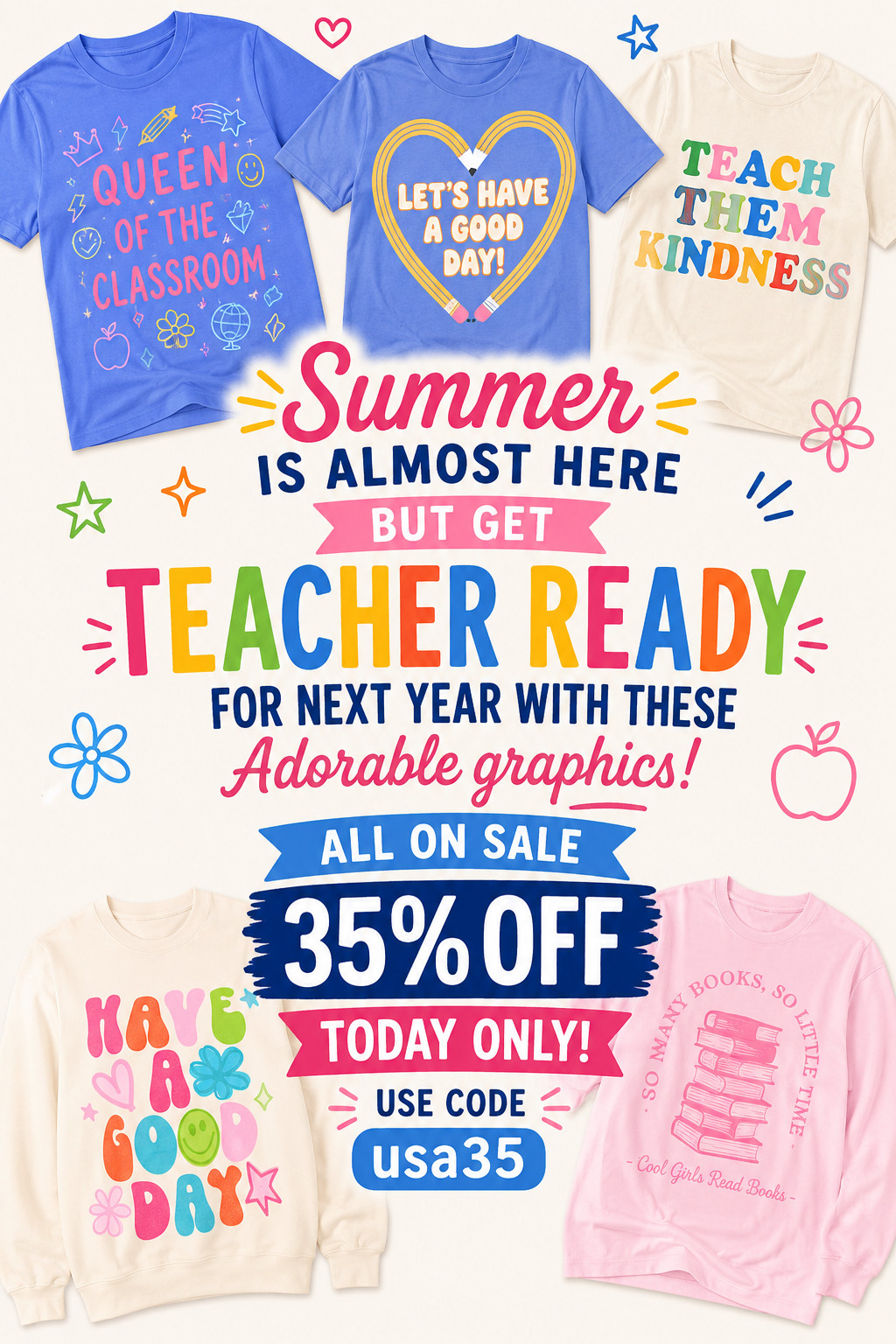 Teacher friends… these graphic tees are WAY too cute 😍🍎✨

If you’re already mentally preparing for back-to-school season (even while trying to enjoy summer 😅), Pink Lily is doing 35% OFF all graphics TODAY ONLY and the teacher tees are GOOD 👏🏻

Perfect for:
✏️ casual Fridays
✏️ jeans days
✏️ classroom comfy outfits
✏️ back-to-school season
✏️ teacher team shirts

And you already know I love an easy outfit that still looks cute 🙋‍♀️

🍎 Use code: usa35 for 35% OFF TODAY ONLY

I tagged all of the teacher graphics below so you can shop your favorites before sizes start selling out! 💕