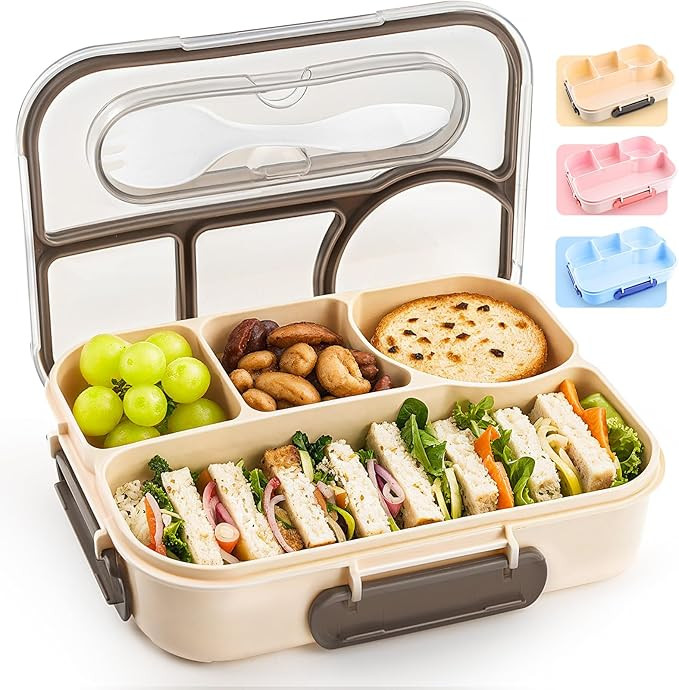 EASYFUN Bento Box Adult, Lunch Box Kids, 4-Compartment Lunch Containers, Drop-Proof, Dishwasher S... | Amazon (US)